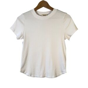 Madewell Updated Brightside Short Sleeve Ribbed Tee White Size S‎